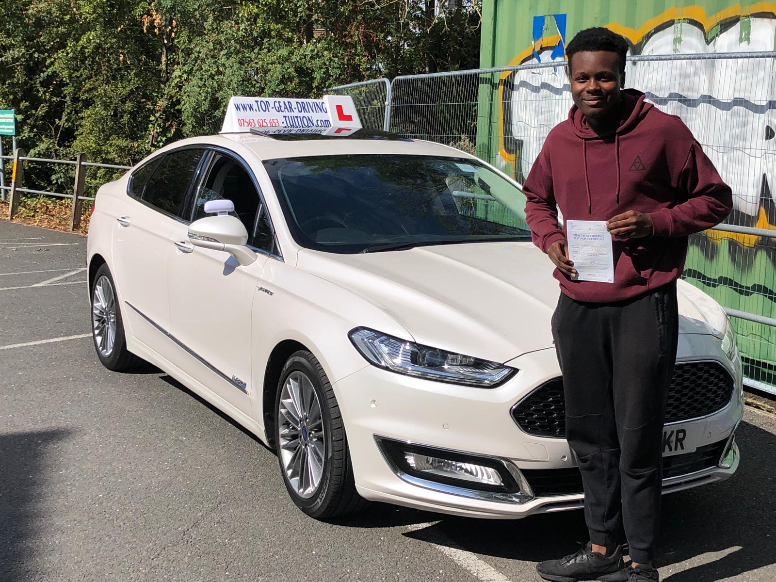 Happy driving test pass celebration